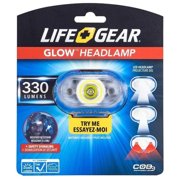 Life+Gear MultiFunction Glow Headlamp, AAA Battery, Alkaline Battery, COB LED Lamp, 330 Lumens 41-3827